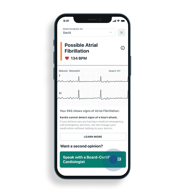 Select “Speak to a Cardiologist” after you take an EKG